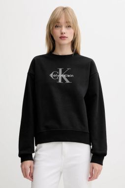 Mikina Calvin Klein Jeans čierna farba, s potlačou, LV047B234G