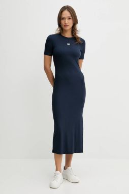 Šaty Calvin Klein Jeans tmavomodrá farba, maxi, rovný strih, LV044C902G