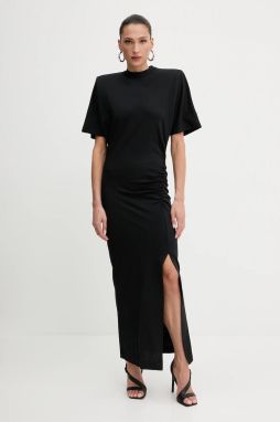 Bavlnené šaty Pinko čierna farba, maxi, priliehavé, 105219 A2M2