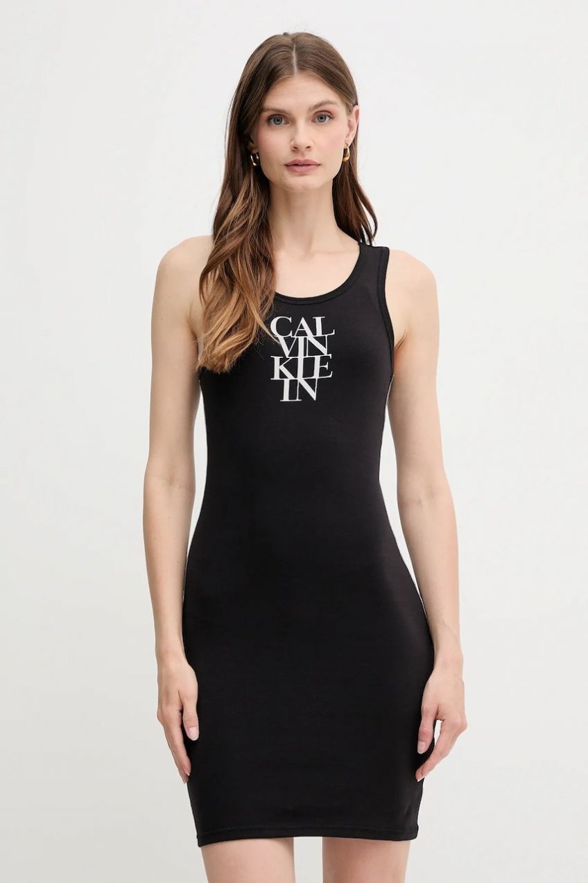 Šaty Calvin Klein Jeans čierna farba, mini, priliehavé, LV044C203G