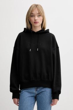 Bavlnená mikina Calvin Klein čierna farba, s kapucňou, s nášivkou, LV044C210G