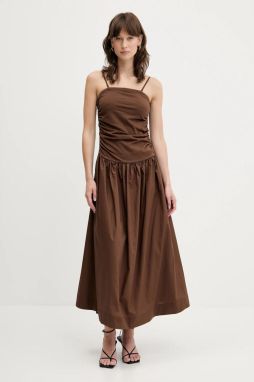 Šaty Never Fully Dressed hnedá farba, maxi, áčkový strih, NFDDR1632