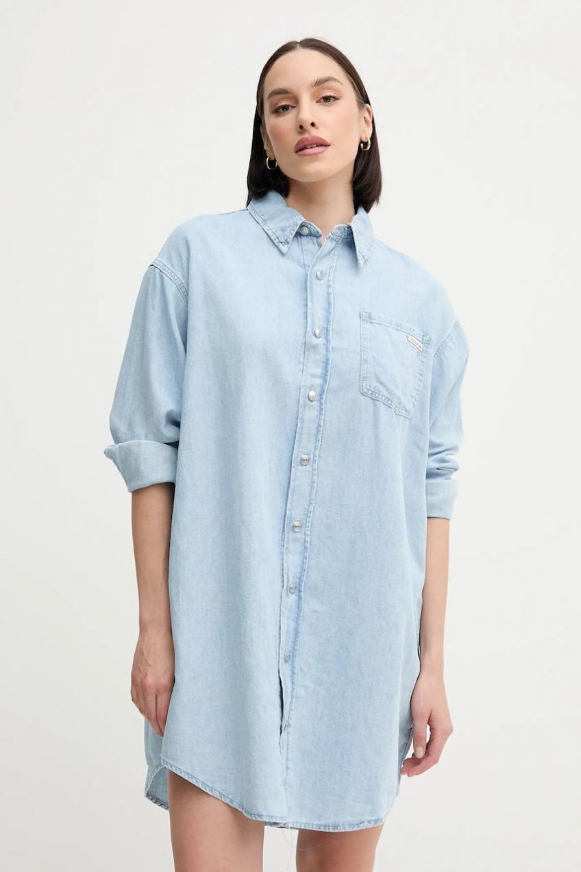 Šaty s prímesou ľanu Calvin Klein Jeans mini, oversize, J20J225172