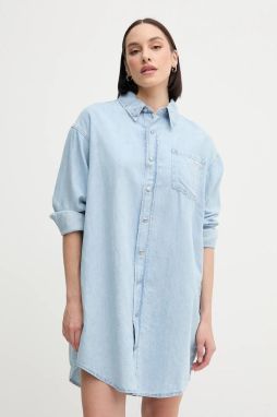 Šaty s prímesou ľanu Calvin Klein Jeans mini, oversize, J20J225172