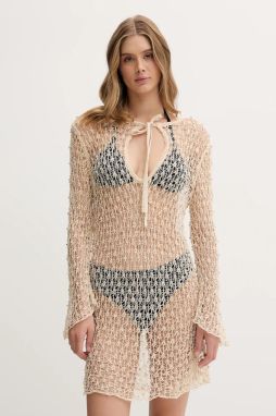 Plážové šaty Desigual CANCUN DRESS béžová farba, 25SWMK23