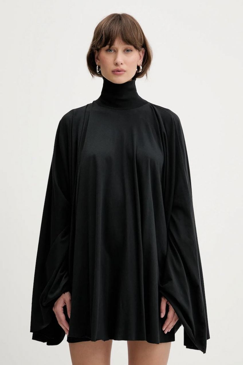 Bavlnené šaty MM6 Maison Margiela čierna farba, mini, oversize, S62DA0038