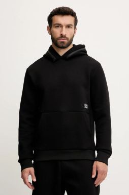 Mikina EA7 Emporio Armani čierna farba, s kapucňou, s nášivkou, AF13538.7M000141