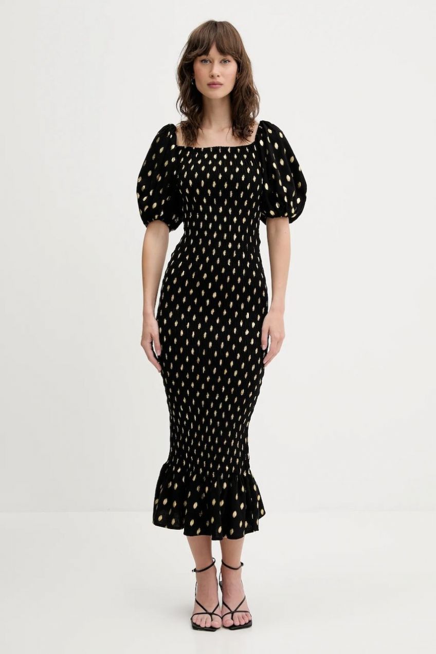 Šaty Never Fully Dressed čierna farba, midi, priliehavé, NFDDR2155