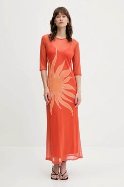 Šaty Never Fully Dressed oranžová farba, maxi, rovný strih, NFDDR2111