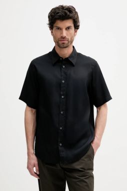 Košeľa Armani Exchange čierna farba, regular, s klasickým golierom, XM000451 AF13172