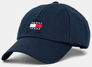 Bavlnená šiltovka Tommy Jeans hnedá farba, s nášivkou, AM0AM12933