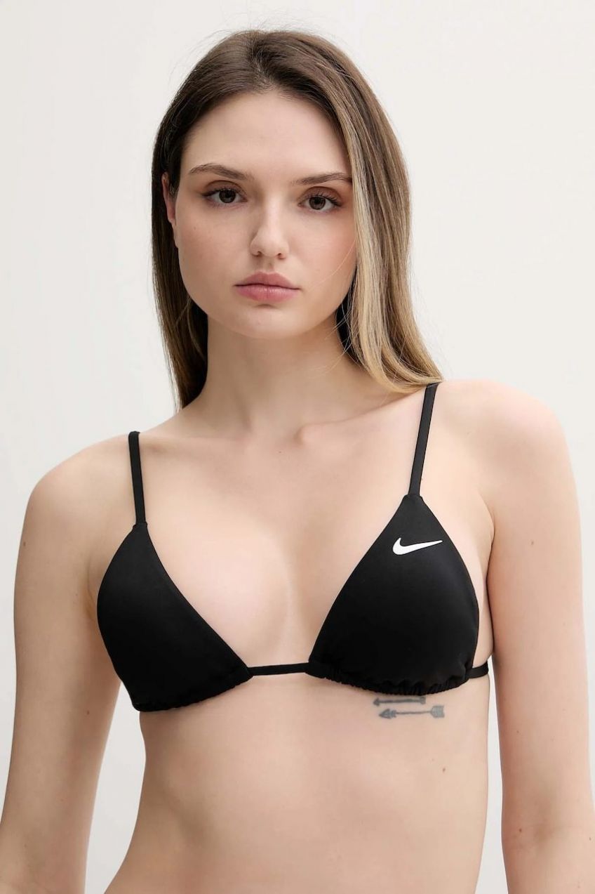 Plavková podprsenka Nike čierna farba, jemne vystužený košík, NESSF239