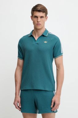 Polo tričko adidas Originals Polo Shirt pánske, tyrkysová farba, s nášivkou, KC0691