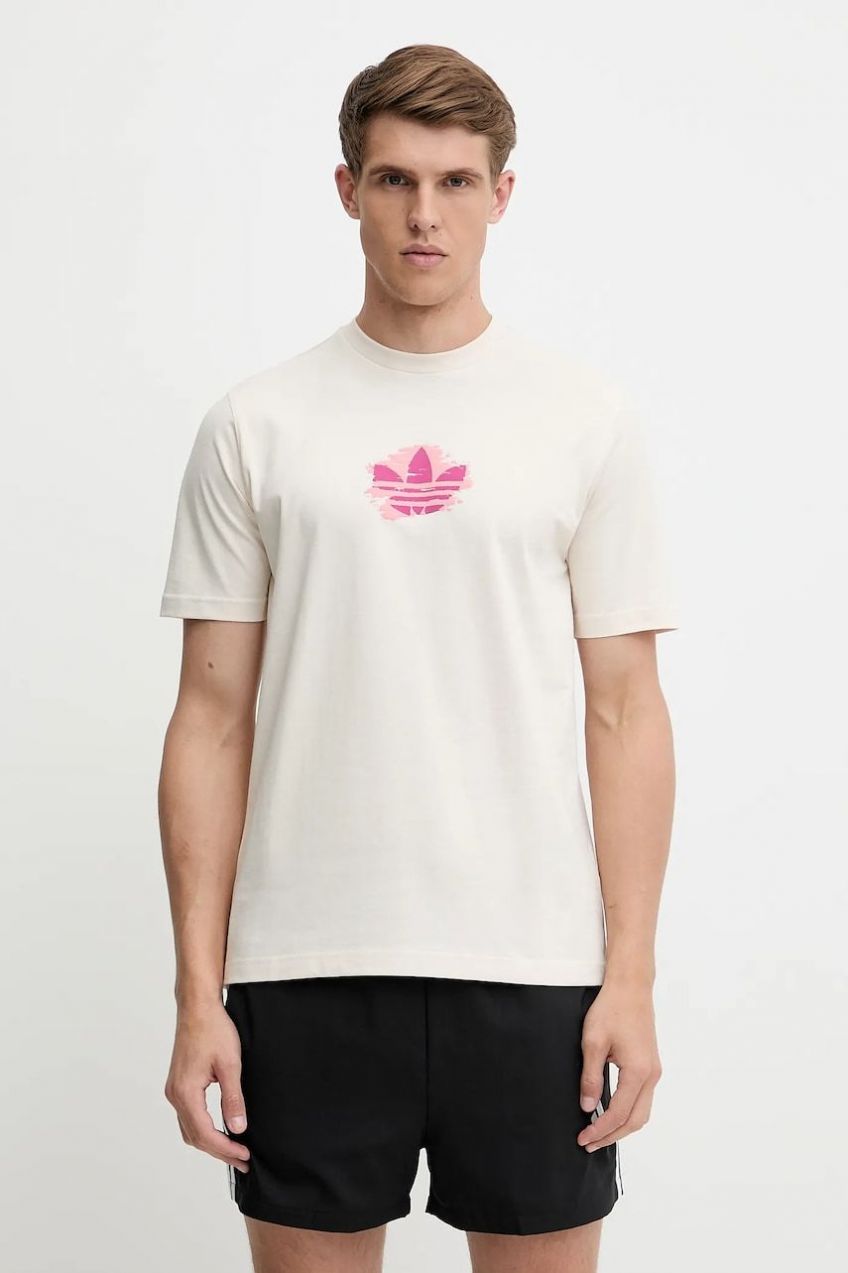 Bavlnené tričko adidas Originals Graphic Tee pánske, béžová farba, s potlačou, KC4943