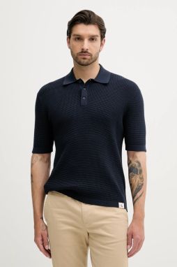 Bavlnené polo tričko Calvin Klein Jeans tmavomodrá farba, jednofarebné, LV04RC306G
