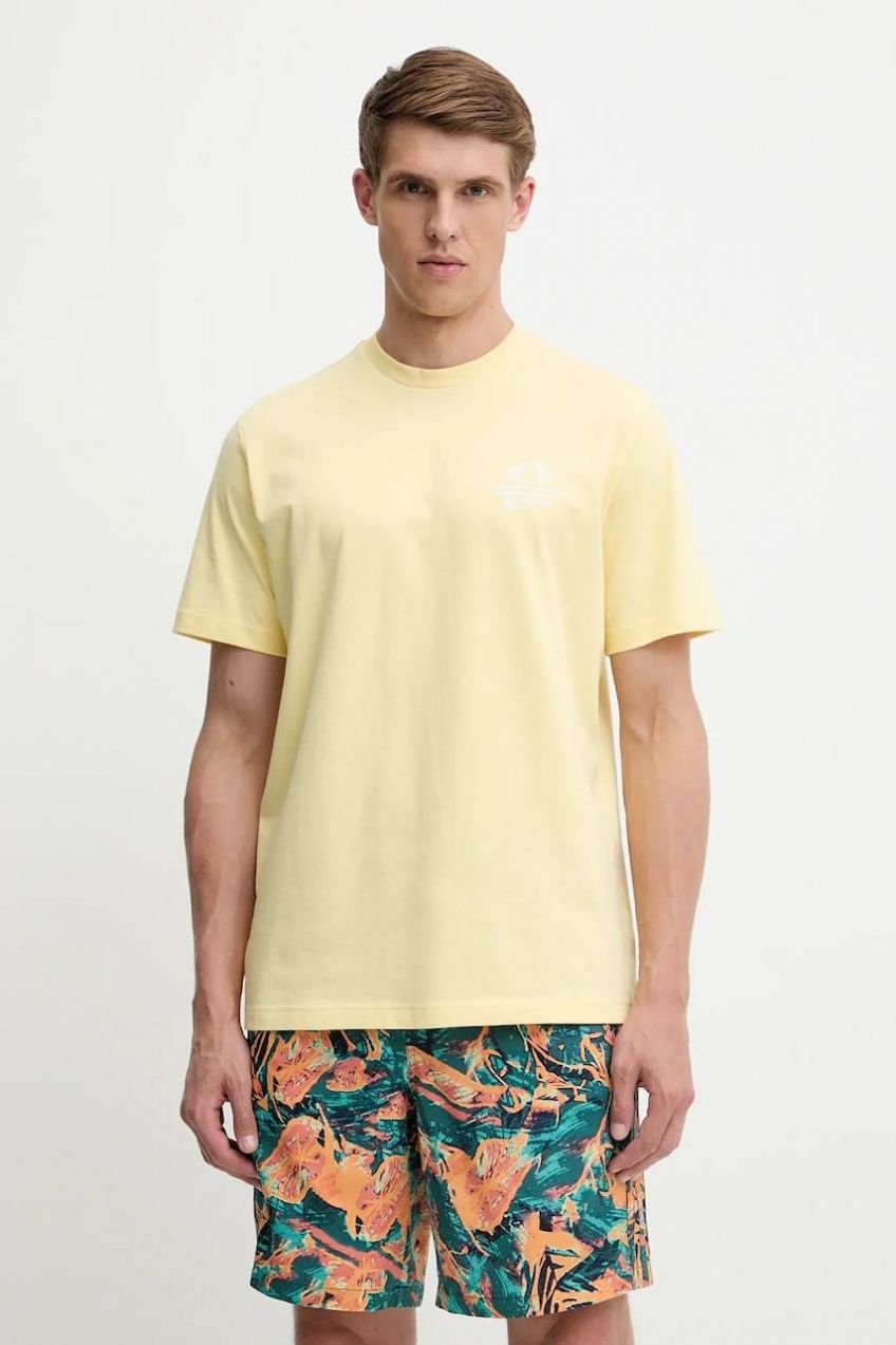 Bavlnené tričko adidas Originals Graphic Tee pánske, žltá farba, s potlačou, KC4958