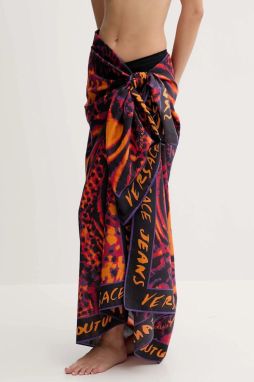 Pareo s prímesou hodvábu Versace Jeans Couture čierna farba, 78HA7H04 ZG359