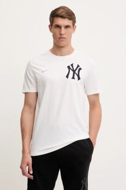 Bavlnené tričko Nike New York Yankees pánske, biela farba, s potlačou, N199-10A-NK-9UX