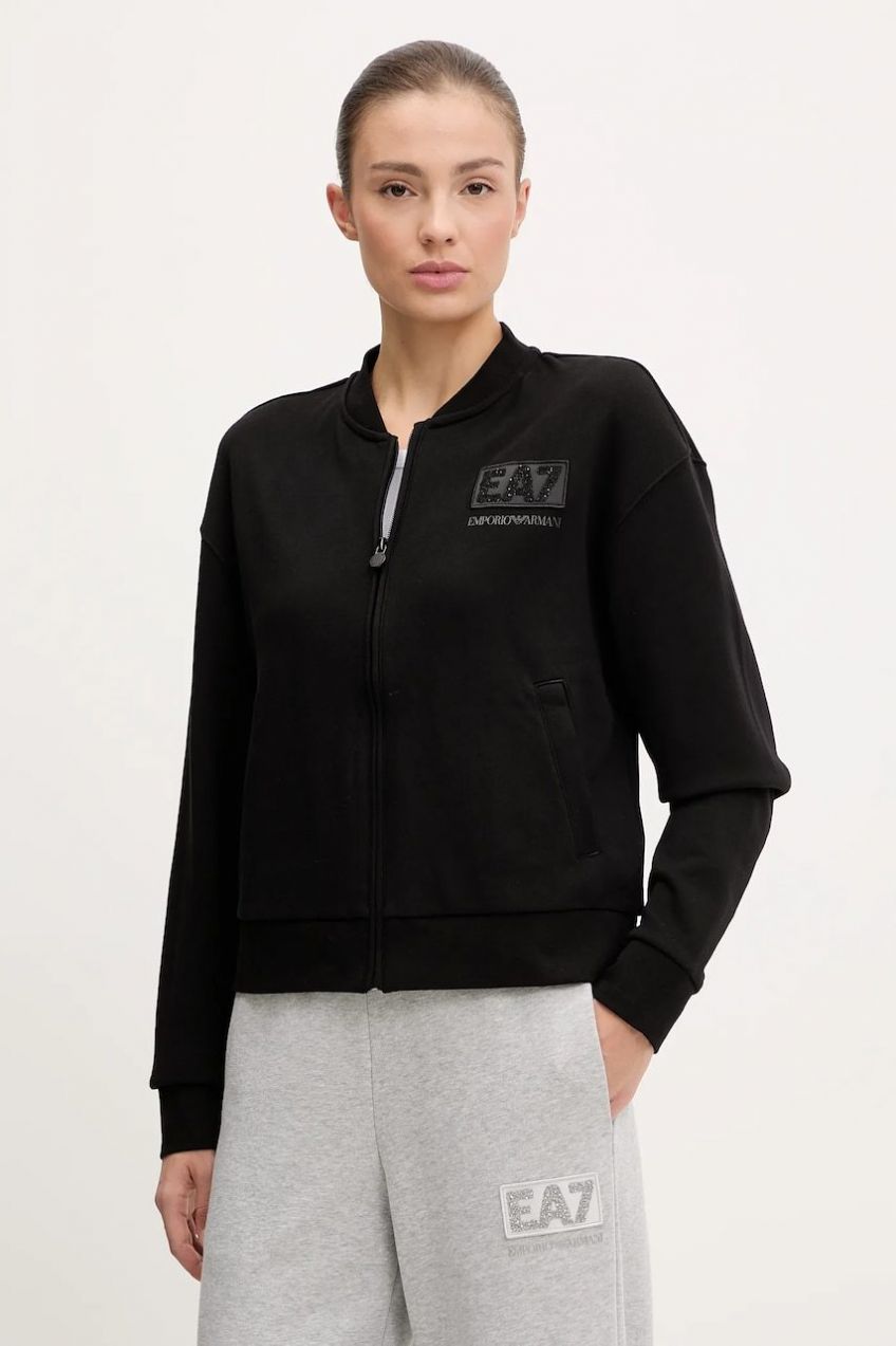 Mikina EA7 Emporio Armani čierna farba, s potlačou, AF12473.7W000178