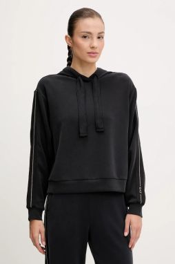 Mikina EA7 Emporio Armani čierna farba, s kapucňou, s nášivkou, AF12643.7W000172
