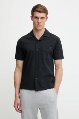 Košeľa New Balance čierna farba, regular, s klasickým golierom, MT51523BK