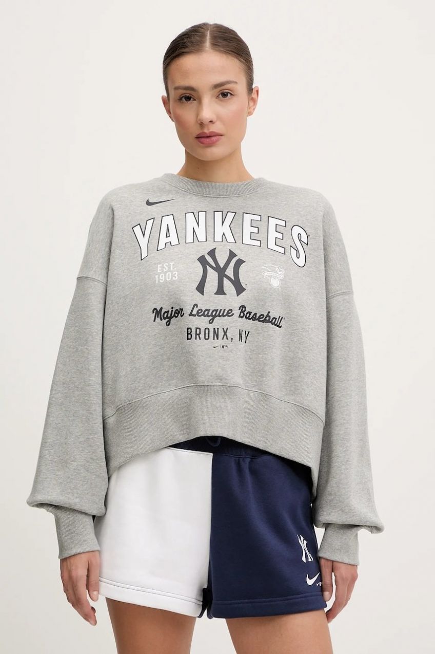 Mikina Nike New York Yankees šedá farba, s potlačou, 01D7-CY51-NK-H3K