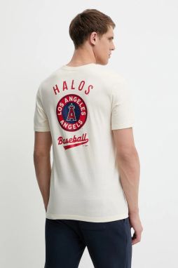 Bavlnené tričko Nike Los Angeles Angels pánske, béžová farba, s potlačou, N199-15A-ANG-SAZ