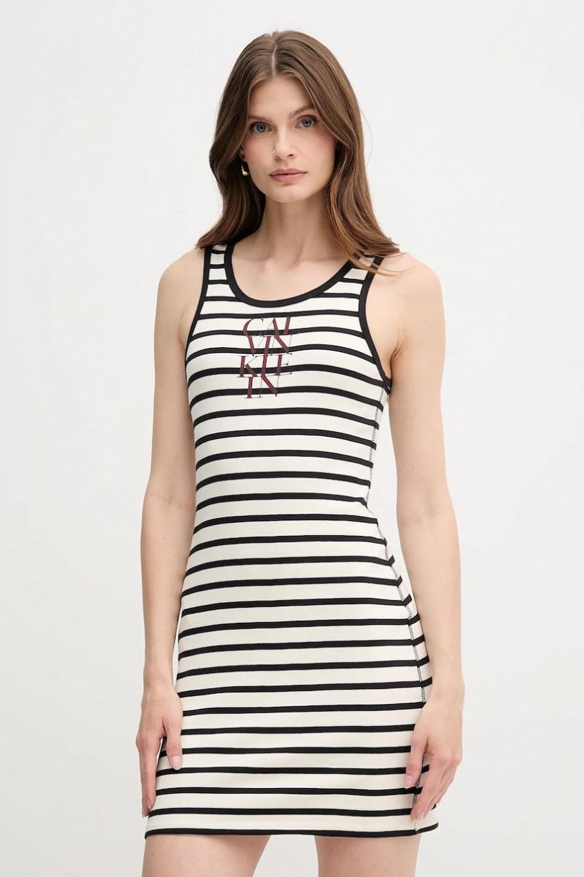 Šaty Calvin Klein Jeans béžová farba, mini, priliehavé, LV044C242G