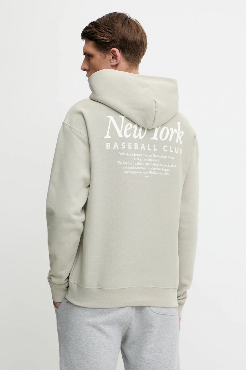 Mikina 47 brand MLB New York Yankees béžová farba, s kapucňou, jednofarebná, BB017PMGVUJ656847F5