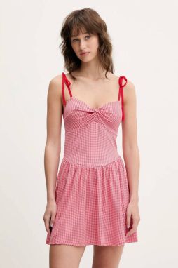 Šaty Hollister Co. červená farba, mini, áčkový strih, KI359-5010