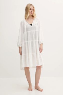 Plážové šaty s prímesou ľanu Polo Ralph Lauren béžová farba, 21564582