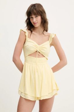Overal Hollister Co. žltá farba, v výstrih, KI359-5034