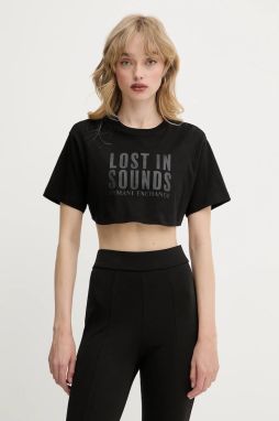 Bavlnené tričko Armani Exchange dámske, čierna farba, XW000546 AF10359