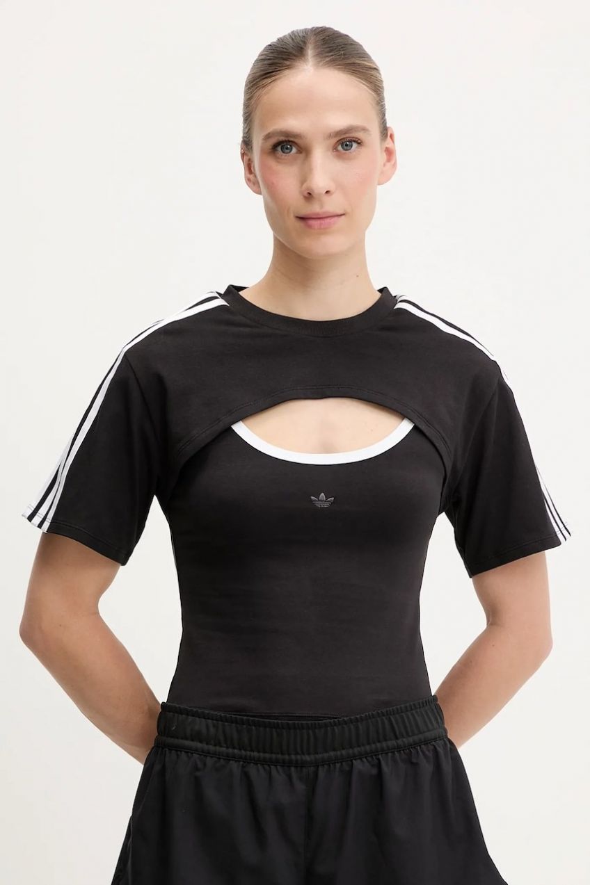Tričko adidas Originals Cut-Out Tee dámske, čierna farba, JD0042