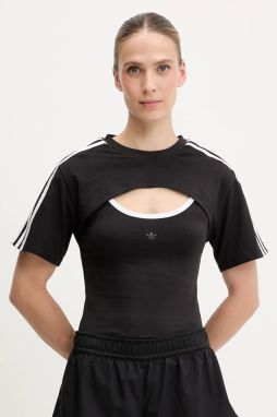 Tričko adidas Originals Cut-Out Tee dámske, čierna farba, JD0042
