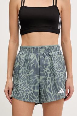 Tréningové šortky adidas Performance Train Essentials zelená farba, vzorované, vysoký pás, JE8690