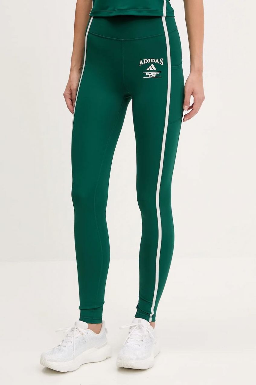 Tréningové legíny adidas Performance Optime zelená farba, s nášivkou, JG6152