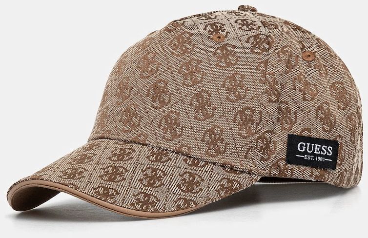Šiltovka Guess MILANO hnedá farba, vzorovaná, AM9369 POL01