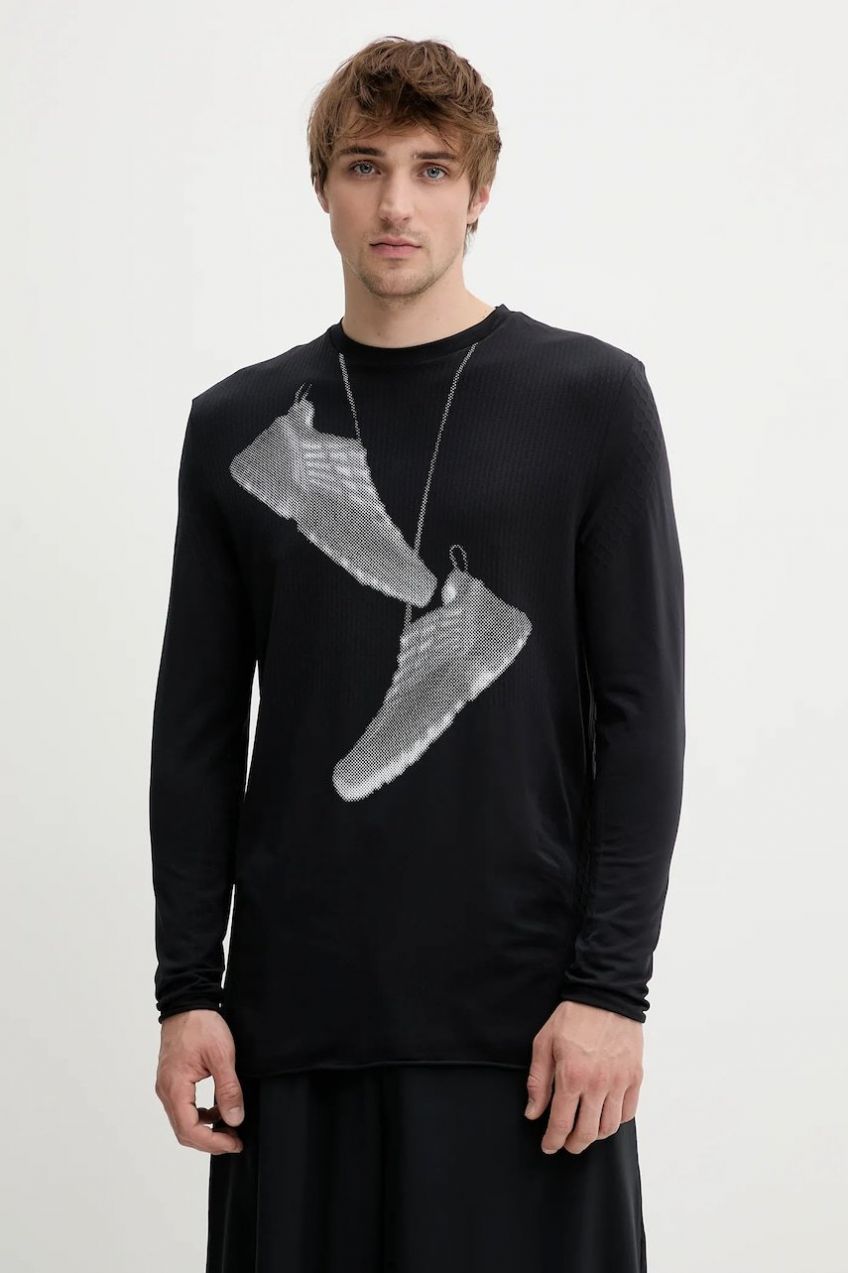 Tričko s dlhým rukávom MM6 Maison Margiela x Salomon čierna farba, s potlačou, SH0GC0052.M20101