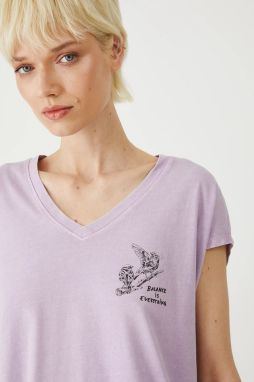 Bavlnené tričko Medicine dámske, fialová farba