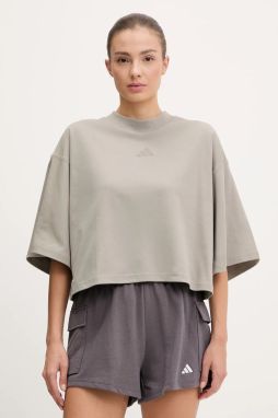Bavlnené tričko adidas City Escape dámske, béžová farba, JC5110