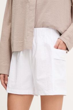 Šortky EA7 Emporio Armani biela farba, jednofarebné, vysoký pás, AF12506.7W000164