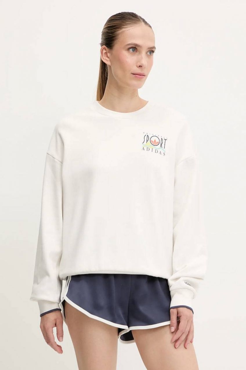 Bavlnená mikina adidas Originals Graphic Sweat biela farba, s potlačou, JC7769