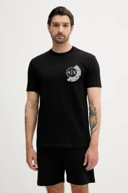 Bavlnené tričko Armani Exchange pánske, čierna farba, s nášivkou, XM000556 AF10358