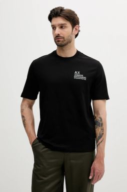 Bavlnené tričko Armani Exchange pánske, čierna farba, s nášivkou, XM000769 AF10361