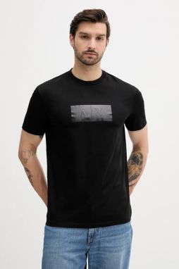 Bavlnené tričko Armani Exchange pánske, čierna farba, s nášivkou, XM000786 AF10364