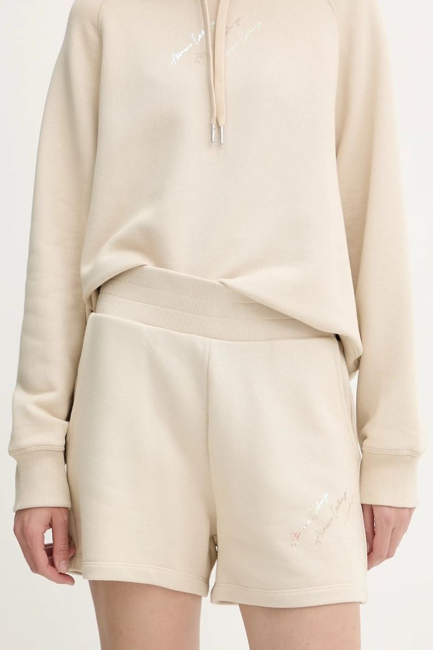 Šortky Armani Exchange béžová farba, jednofarebné, vysoký pás, XW000598 AF11852