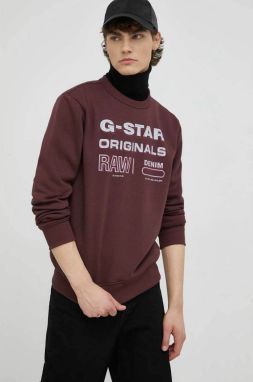 Mikina G-Star pánska, bordová farba, s potlačou