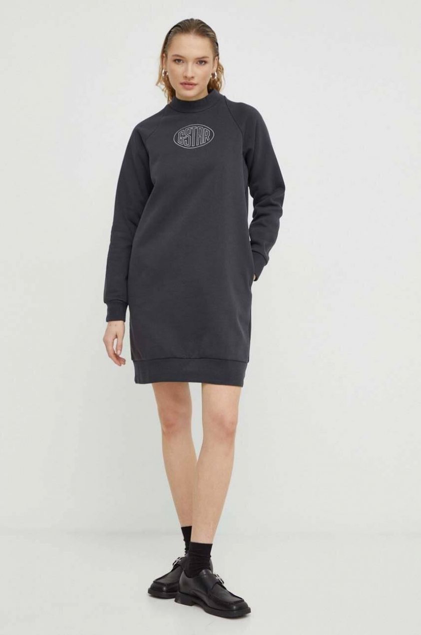 Šaty G-Star šedá farba, mini, oversize