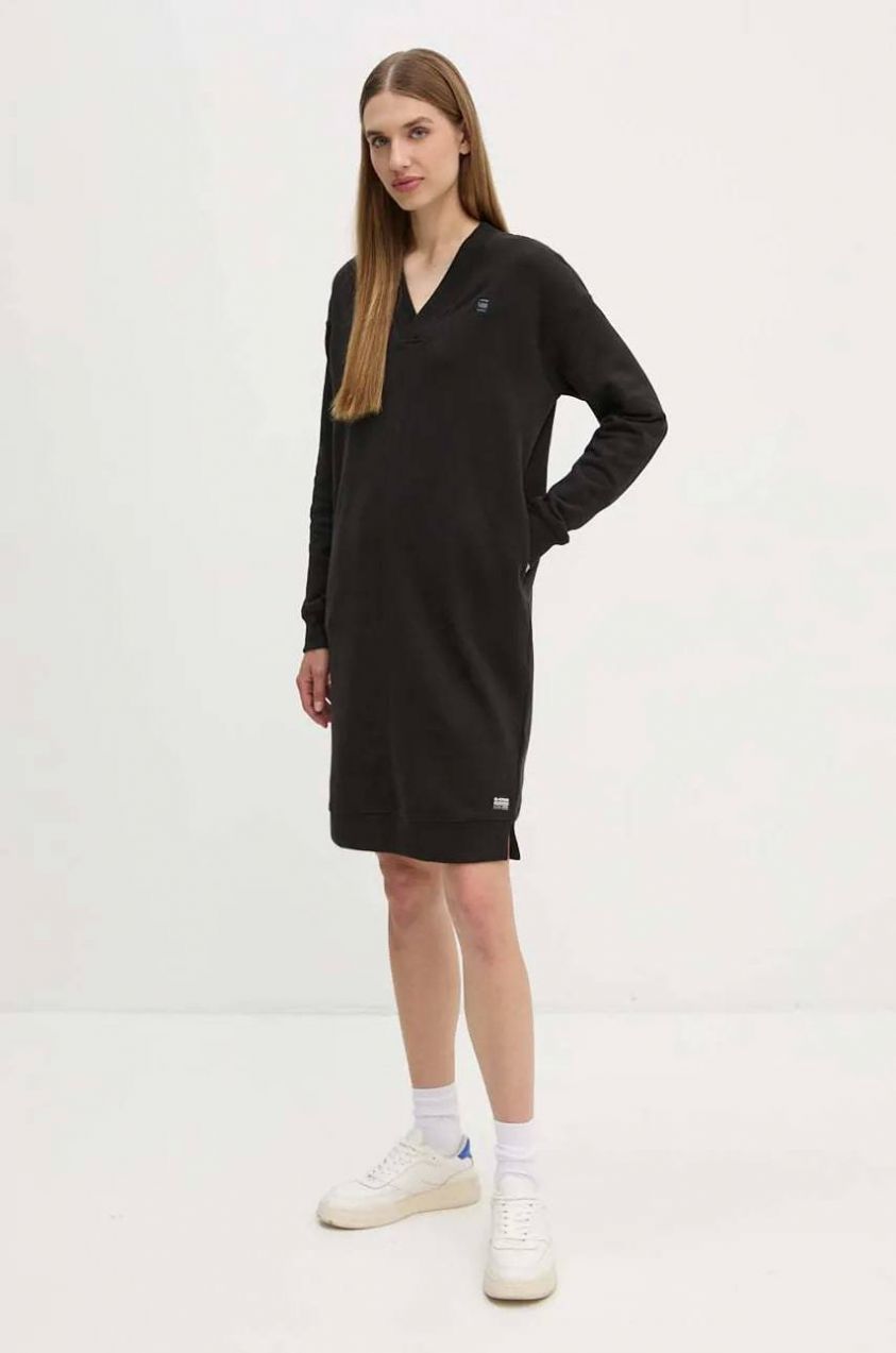 Bavlnené šaty G-Star čierna farba, mini, oversize, D25036-D562